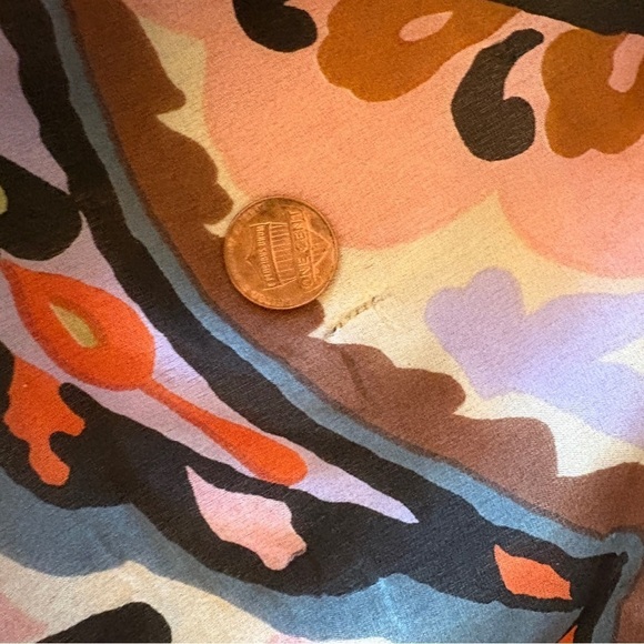 Exotic Floral Silk scarf wrap sarong extra large 56” x 59” vintage textile art - Picture 10 of 15